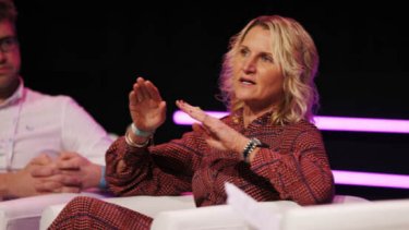 a woman speaking at the wtm london event